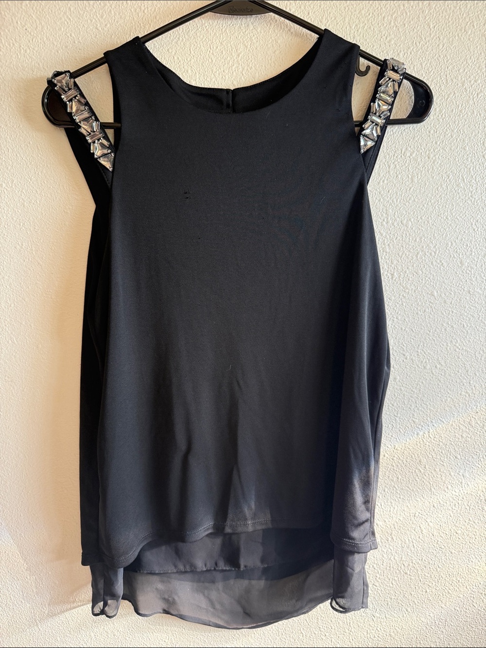 Worthington Black Tank with Jeweled Shoulder Straps